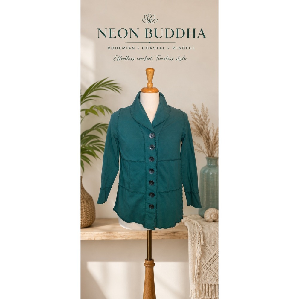Neon Buddah Size L Jacket Coat Whimsy Artsy Bohemian Coastal Grandma Cottagecore